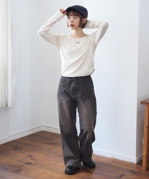 tiptop(ティップトップ)の「硫化染めギャザーロゴロンT(Tシャツ/カットソー・レディース・ブラウン/アイボリー/ブラック/ブラック系その他/ホワイト系その他・FREE)」の13枚目の写真