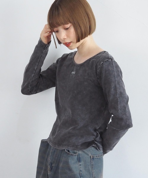 tiptop(ティップトップ)の「硫化染めギャザーロゴロンT(Tシャツ/カットソー・レディース・ブラウン/アイボリー/ブラック/ブラック系その他/ホワイト系その他・FREE)」の22枚目の写真