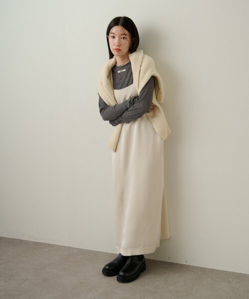 Omekashi（オメカシ）の「サテンスクエアジャンスカ（ジャンパースカート・レディース・ブラウン/オフホワイト・38/36）」の14枚目の写真