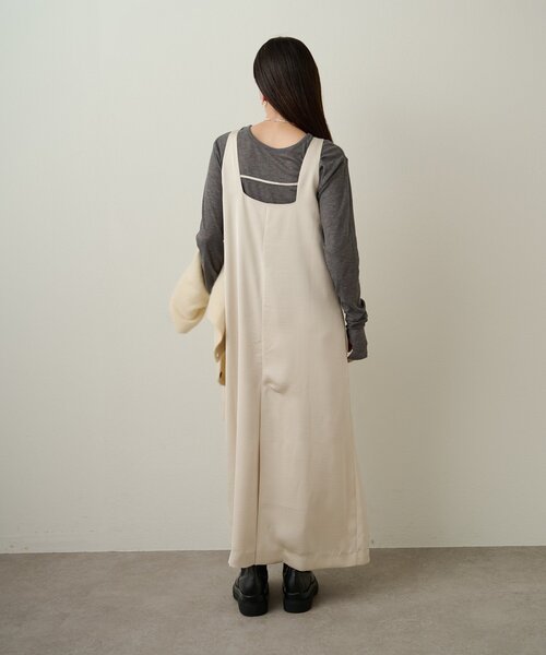 Omekashi（オメカシ）の「サテンスクエアジャンスカ（ジャンパースカート・レディース・ブラウン/オフホワイト・38/36）」の17枚目の写真