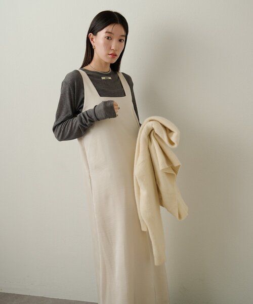 Omekashi（オメカシ）の「サテンスクエアジャンスカ（ジャンパースカート・レディース・ブラウン/オフホワイト・38/36）」の21枚目の写真