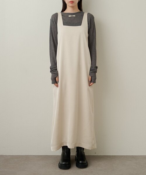 Omekashi（オメカシ）の「サテンスクエアジャンスカ（ジャンパースカート・レディース・ブラウン/オフホワイト・38/36）」の22枚目の写真