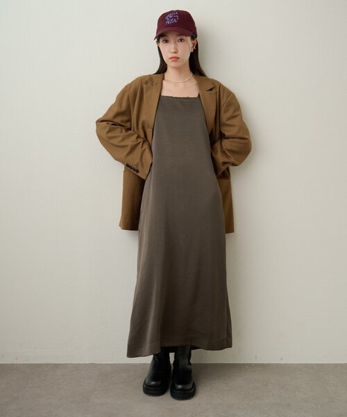 Omekashi（オメカシ）の「サテンスクエアジャンスカ（ジャンパースカート・レディース・ブラウン/オフホワイト・38/36）」の5枚目の写真