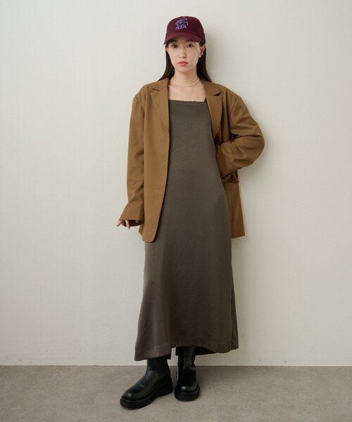 Omekashi（オメカシ）の「サテンスクエアジャンスカ（ジャンパースカート・レディース・ブラウン/オフホワイト・38/36）」の6枚目の写真