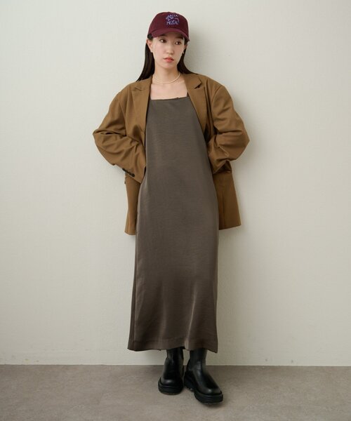 Omekashi（オメカシ）の「サテンスクエアジャンスカ（ジャンパースカート・レディース・ブラウン/オフホワイト・38/36）」の7枚目の写真