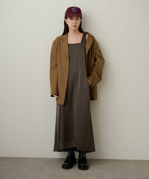 Omekashi（オメカシ）の「サテンスクエアジャンスカ（ジャンパースカート・レディース・ブラウン/オフホワイト・38/36）」の8枚目の写真