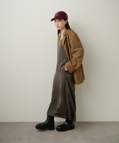 Omekashi（オメカシ）の「サテンスクエアジャンスカ（ジャンパースカート・レディース・ブラウン/オフホワイト・38/36）」の9枚目の写真