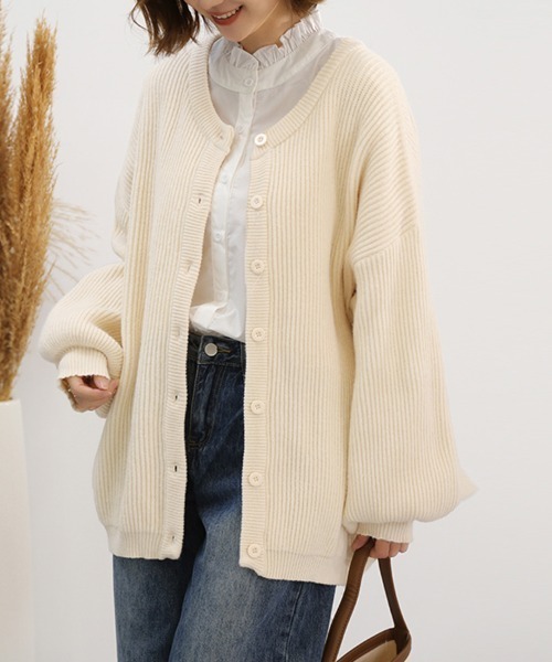 ReRe(リリ)の「バルーンスリーブニットカーディガン(カーディガン/ボレロ・レディース・スモークピンク/ブラック/ピンク系その他/ブラック系その他/ライトグレー/グリーン/ベージュ系その他/ベージュ/グリーン系その他・FREE)」の13枚目の写真