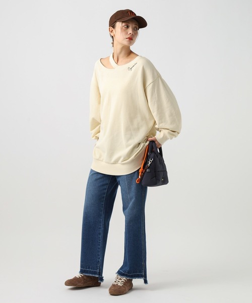 BAYFLOW（ベイフロー）の「[デザインスウェット]スリットデザインチュニック（スウェット・レディース・ネイビー/イエロー/アイボリー・FREE）」の12枚目の写真