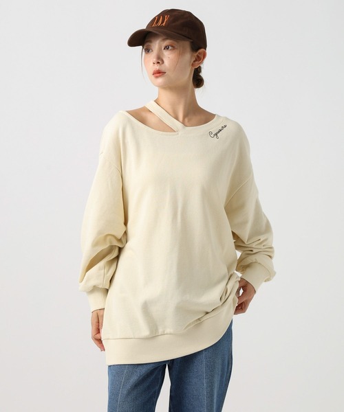 BAYFLOW（ベイフロー）の「[デザインスウェット]スリットデザインチュニック（スウェット・レディース・ネイビー/イエロー/アイボリー・FREE）」の9枚目の写真