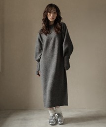 Ulysses | 指ぬきボリューム袖クルーメランジニットワンピ(ワンピース)