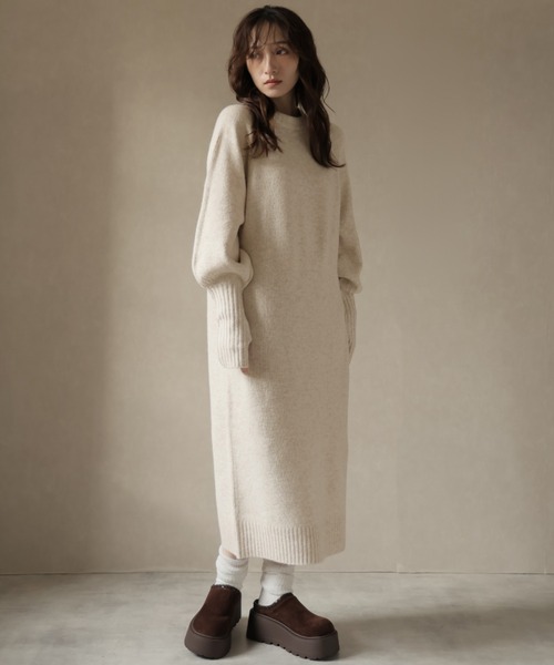 Ulysses(ユリシス)の「指ぬきボリューム袖クルーメランジニットワンピ(ワンピース・レディース・ブラウン/チャコール/ナチュラル・M)」の11枚目の写真