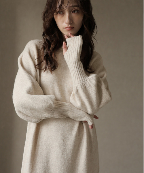 Ulysses(ユリシス)の「指ぬきボリューム袖クルーメランジニットワンピ(ワンピース・レディース・ブラウン/チャコール/ナチュラル・M)」の20枚目の写真