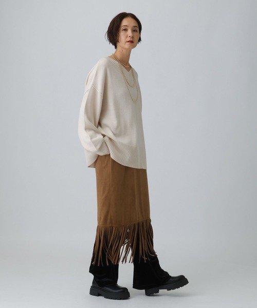 LEPSIM（レプシィム）の「スエードフリンジスカート　581647（スカート・レディース・キャメル/カーキ・FREE）」の8枚目の写真