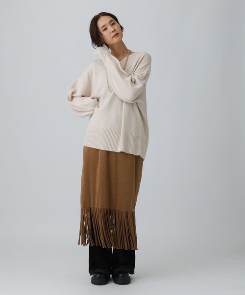 LEPSIM（レプシィム）の「スエードフリンジスカート　581647（スカート・レディース・キャメル/カーキ・FREE）」の20枚目の写真
