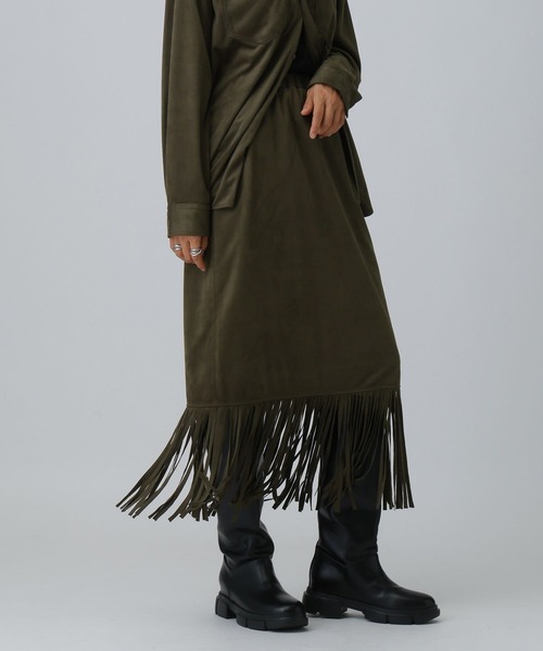 LEPSIM（レプシィム）の「スエードフリンジスカート　581647（スカート・レディース・キャメル/カーキ・FREE）」の3枚目の写真