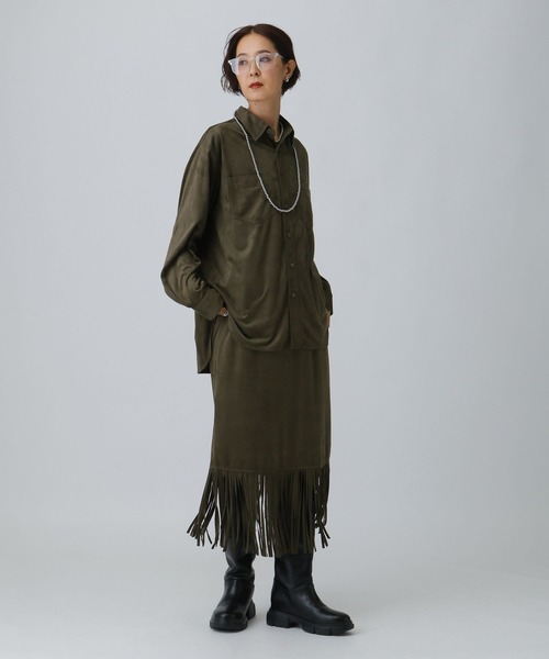 LEPSIM（レプシィム）の「スエードフリンジスカート　581647（スカート・レディース・キャメル/カーキ・FREE）」の5枚目の写真