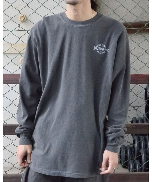 DOUBLE STEAL(ダブルスティール)の「バンダナ プリント ロンT 天竺 ピグメント加工(Tシャツ/カットソー・メンズ・オフホワイト/カーキ/ブラック/バーガンディー・LARGE/MEDIUM)」の5枚目の写真