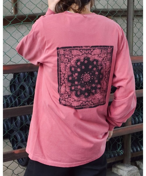 DOUBLE STEAL(ダブルスティール)の「バンダナ プリント ロンT 天竺 ピグメント加工(Tシャツ/カットソー・メンズ・オフホワイト/カーキ/ブラック/バーガンディー・LARGE/MEDIUM)」の21枚目の写真
