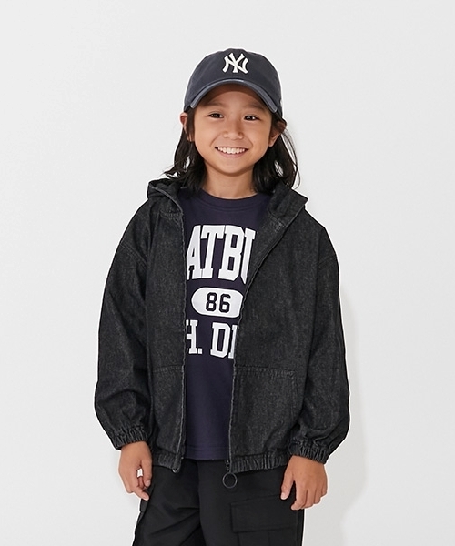 GLAZOS（グラソス）の「【SKIT0LY】フードデニムジップアップジャケット（ブルゾン・キッズ・ダークブルー/ブラック・140cm/130cm/120cm/110cm/100cm）」の2枚目の写真