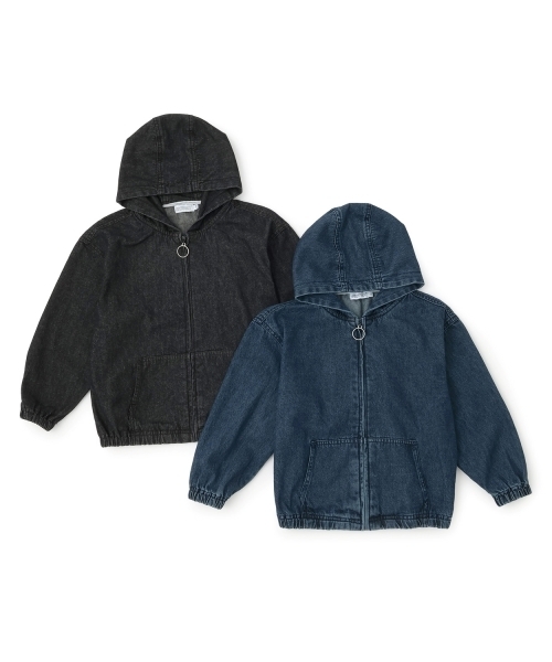 GLAZOS（グラソス）の「【SKIT0LY】フードデニムジップアップジャケット（ブルゾン・キッズ・ダークブルー/ブラック・140cm/130cm/120cm/110cm/100cm）」の7枚目の写真