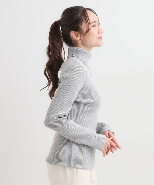 洗濯機可】ちくちくしにくい やわらかリブタートルネックニット