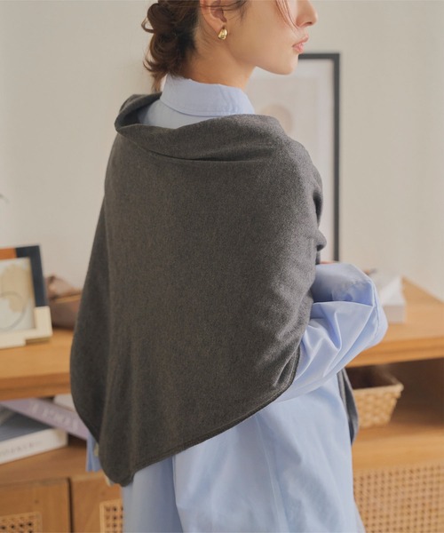 KOBE LETTUCE（コウベレタス）の「ワイドニットスカーフ（バンダナ/スカーフ・レディース・ベージュ/ストライプ/グレー・FREE）」の5枚目の写真