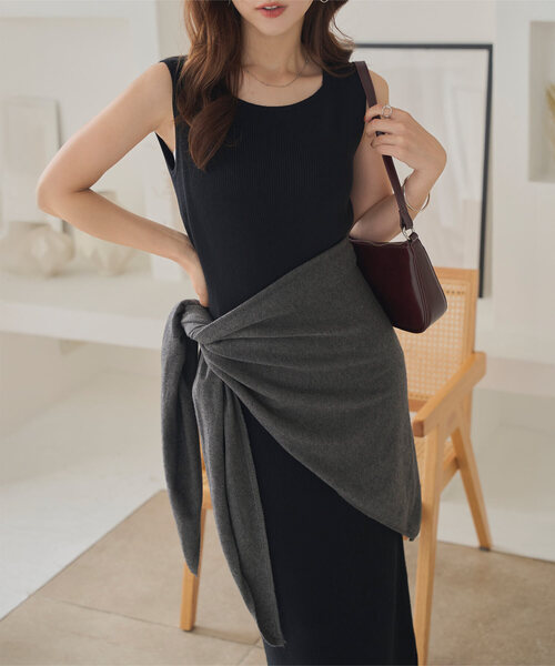 KOBE LETTUCE（コウベレタス）の「ワイドニットスカーフ（バンダナ/スカーフ・レディース・ベージュ/ストライプ/グレー・FREE）」の16枚目の写真