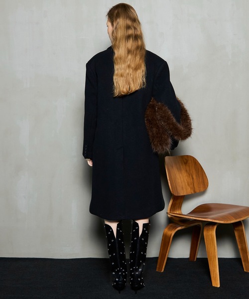 MAISON SPECIAL(メゾンスペシャル)の「Pile Melton Chester Coat / パイルメルトンチェスターコート(チェスターコート・レディース・ブラック/ライム/グレー・FREE)」の11枚目の写真