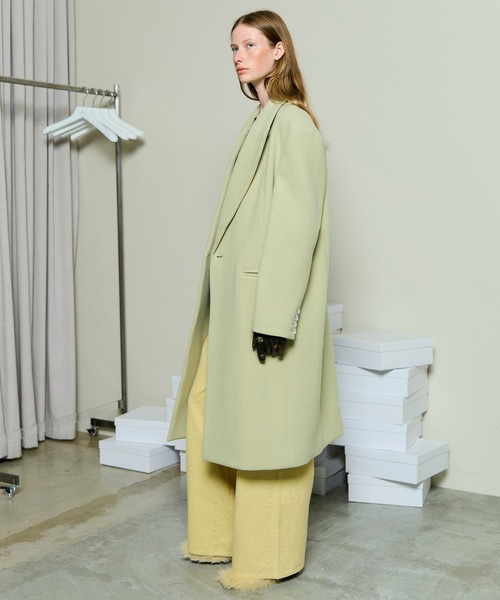 MAISON SPECIAL(メゾンスペシャル)の「Pile Melton Chester Coat / パイルメルトンチェスターコート(チェスターコート・レディース・ブラック/ライム/グレー・FREE)」の6枚目の写真
