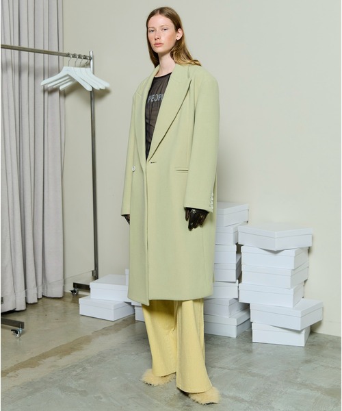MAISON SPECIAL(メゾンスペシャル)の「Pile Melton Chester Coat / パイルメルトンチェスターコート(チェスターコート・レディース・ブラック/ライム/グレー・FREE)」の5枚目の写真