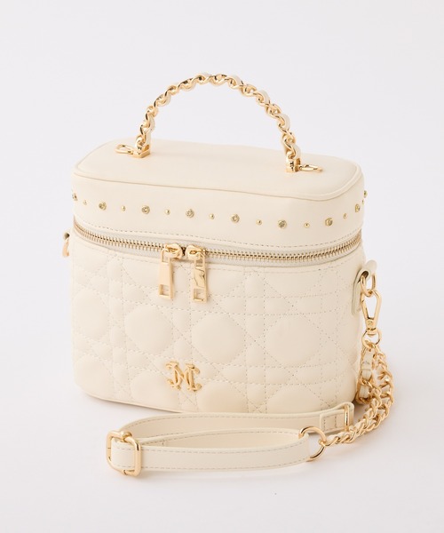 one after another NICE CLAUP（ワンアフターアナザーナイスクラップ）の「エンブレム付きキルティングバニティーバッグ（ショルダーバッグ・レディース・アイボリー/ホワイト×ブラック/ブラック/ピンク・FREE）」の11枚目の写真