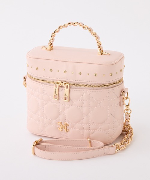 one after another NICE CLAUP（ワンアフターアナザーナイスクラップ）の「エンブレム付きキルティングバニティーバッグ（ショルダーバッグ・レディース・アイボリー/ホワイト×ブラック/ブラック/ピンク・FREE）」の12枚目の写真