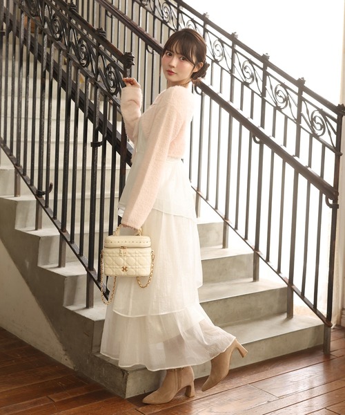 one after another NICE CLAUP（ワンアフターアナザーナイスクラップ）の「エンブレム付きキルティングバニティーバッグ（ショルダーバッグ・レディース・アイボリー/ホワイト×ブラック/ブラック/ピンク・FREE）」の18枚目の写真