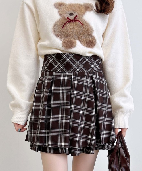 INGNI（イング）の「バックレースアップチェック柄タックフレアスカート（スカート・レディース・ブラウン系その他2/ブラック系・FREE）」の2枚目の写真