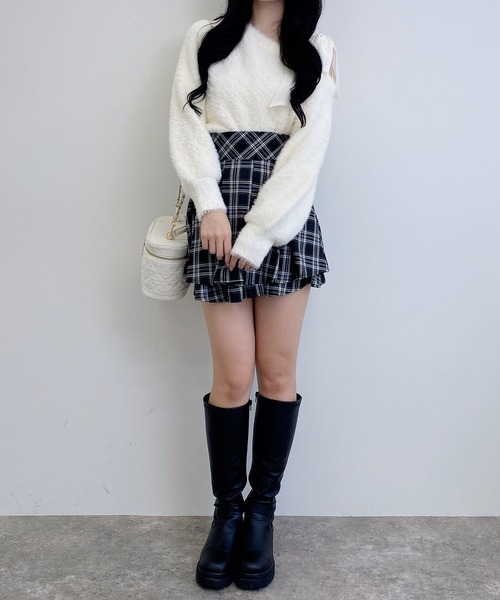 INGNI（イング）の「バックレースアップチェック柄タックフレアスカート（スカート・レディース・ブラウン系その他2/ブラック系・FREE）」の13枚目の写真