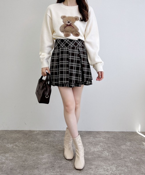INGNI（イング）の「バックレースアップチェック柄タックフレアスカート（スカート・レディース・ブラウン系その他2/ブラック系・FREE）」の4枚目の写真