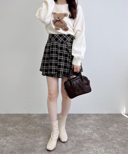 INGNI（イング）の「バックレースアップチェック柄タックフレアスカート（スカート・レディース・ブラウン系その他2/ブラック系・FREE）」の3枚目の写真