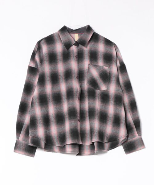 Q（キュー）の「シャドーチェックオーバーサイズシャツ（シャツ/ブラウス・レディース・ピンク系その他/グリーン系その他・MEDIUM）」の13枚目の写真