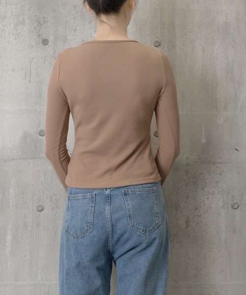 Miniministore(ミニミニストア)の「カットソー レース切り替え 長袖Tシャツ(Tシャツ/カットソー・レディース・ブラック/モカ・FREE)」の6枚目の写真