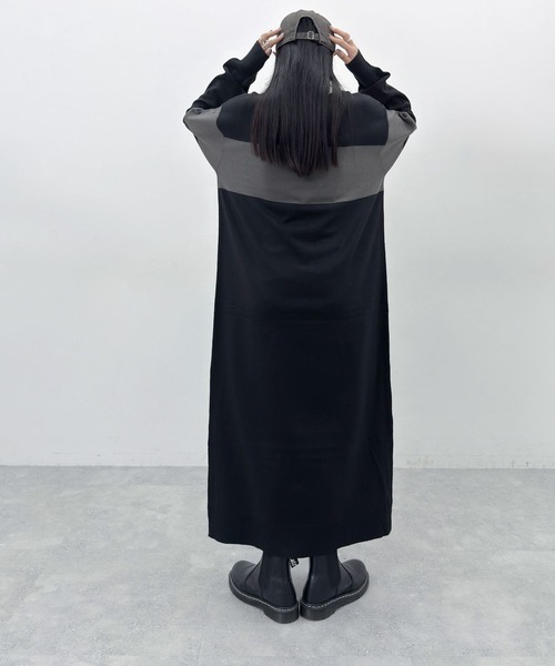 ニコアンド　MODE NORM CORE　ラガーマキシニットワンピース　Ｌ MODE NORM CORE] ラガーマキシニットワンピース（ワンピース