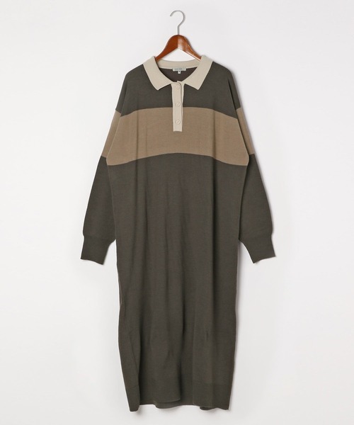 ニコアンド　MODE NORM CORE　ラガーマキシニットワンピース　Ｌ MODE NORM CORE] ラガーマキシニットワンピース（ワンピース