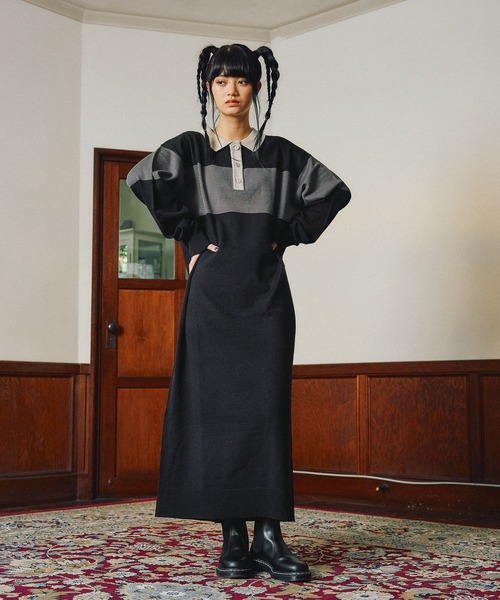 MODE NORM CORE] ラガーマキシニットワンピース（ワンピース）｜niko