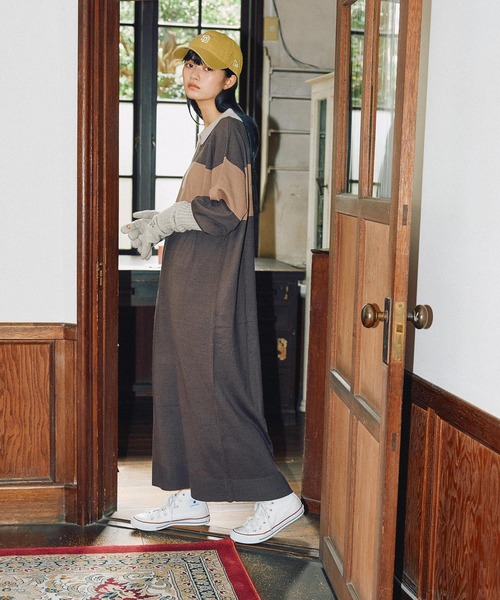 ニコアンド　MODE NORM CORE　ラガーマキシニットワンピース　М MODE NORM CORE] ラガーマキシニットワンピース（ワンピース）｜niko