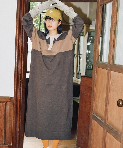 セール】[MODE NORM CORE] ラガーマキシニットワンピース（ワンピース