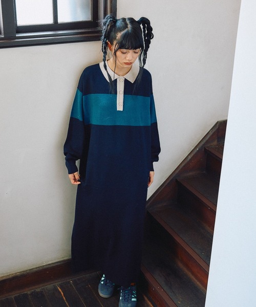 MODE NORM CORE] ラガーマキシニットワンピース（ワンピース）｜niko