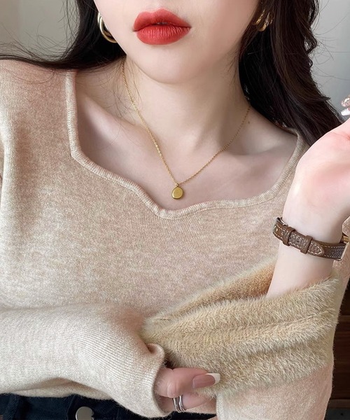 DAY CLOSET(デイ クローゼット)の「【裏起毛】ふわっと感触。長袖裏シャギーリブニットトップス レディース(ニット/セーター・レディース・ベージュ/ホワイト/アイボリー/ブラック・FREE)」の4枚目の写真