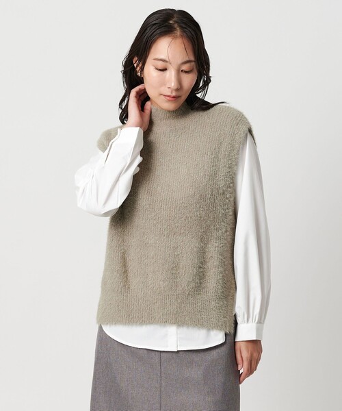 A DAY IN THE LIFE UNITED ARROWS（アデイインザライフユナイテッドアローズ）の「ラメフェザー ハイネックベスト＋シャツ ＜A DAY IN THE LIFE＞（ニット/セーター・レディース・ベージュ・FREE）」の2枚目の写真
