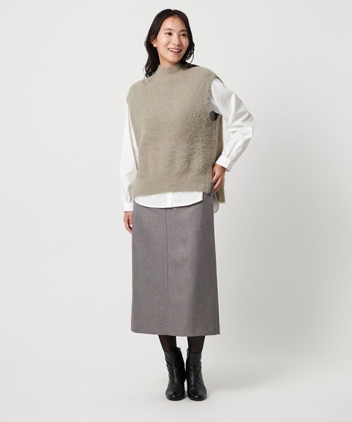 A DAY IN THE LIFE UNITED ARROWS（アデイインザライフユナイテッドアローズ）の「ラメフェザー ハイネックベスト＋シャツ ＜A DAY IN THE LIFE＞（ニット/セーター・レディース・ベージュ・FREE）」の4枚目の写真