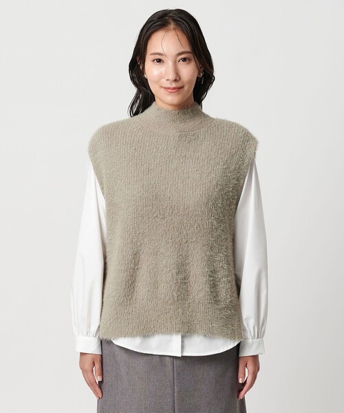 A DAY IN THE LIFE UNITED ARROWS（アデイインザライフユナイテッドアローズ）の「ラメフェザー ハイネックベスト＋シャツ ＜A DAY IN THE LIFE＞（ニット/セーター・レディース・ベージュ・FREE）」の9枚目の写真